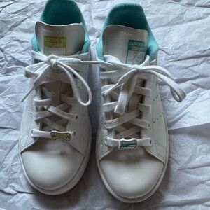 adidas Kids Shoes White with Teal Accents